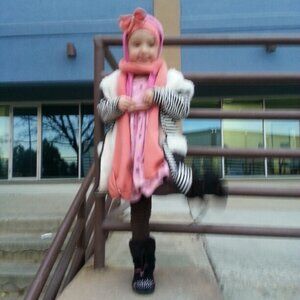 DownEast Basics, Toddler (3T-4T) Knit Hat & Scarf, Peachy Pink